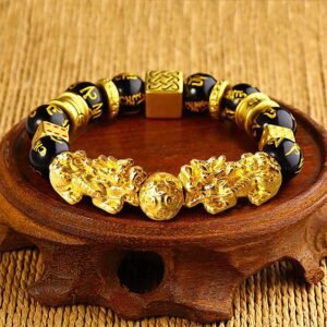 1_09aec47d-fede-452c-b9af-209b97809395.jpg Gold-Plated Double Pixiu Bracelet - Extreme Wealth & Protection