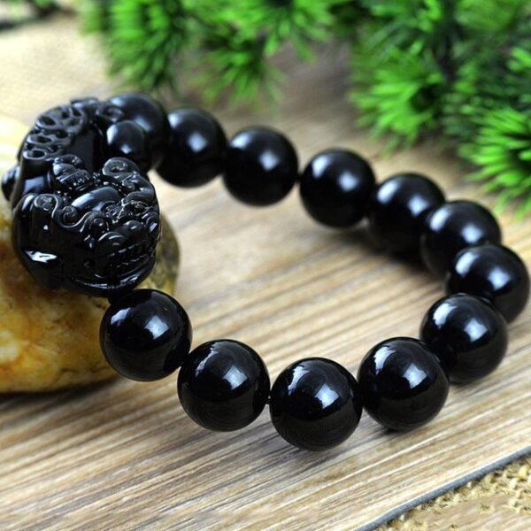 FengShuiPixiuWealthAbundanceBracelet-15.jpg Black Obsidian Pixiu Bracelet - Wealth Protection