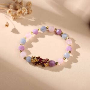 The Prosperity Bracelet - Amethyst, Aquamarine, Rose Quartz Pixiu