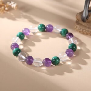TripleHealingBracelet1.jpg Triple Healing Bracelet – Amethyst, Malachite, Clear Quartz