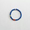 LuckyMoya Lapis Lazuli & Natural Jade Beaded Bracelet with Red Cinnabar Accent, Vintage Gold Spacers, Spiritual Calming Jewelry