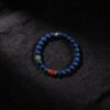 LuckyMoya Lapis Lazuli & Natural Jade Beaded Bracelet with Red Cinnabar Accent, Vintage Gold Spacers, Spiritual Calming Jewelry
