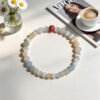 LuckyMoya Multi-Tone Pastel Cat's Eye Energy Bracelet with Rose Quartz Accent