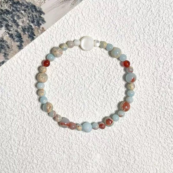 LuckyMoya Ocean Jasper & Agate Energy Bracelet with Mother of Pearl Accent