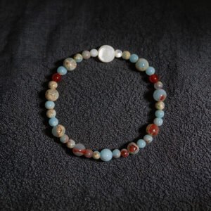LuckyMoya Ocean Jasper & Agate Energy Bracelet with Mother of Pearl Accent