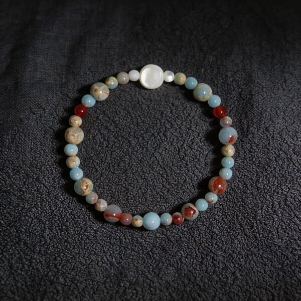 LuckyMoya Ocean Jasper & Agate Energy Bracelet with Mother of Pearl Accent