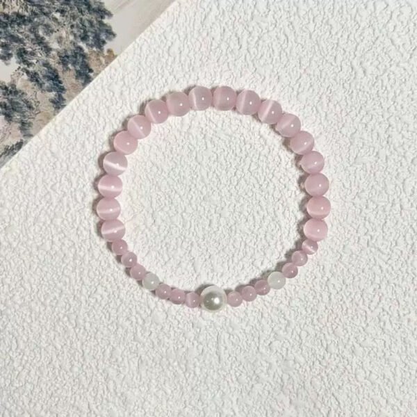 LuckyMoya Blush Cat's Eye Aura Bracelet | Self-Love & Gentle Positive Vibes