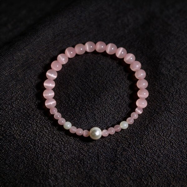 LuckyMoya Blush Cat's Eye Aura Bracelet | Self-Love & Gentle Positive Vibes