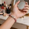 LuckyMoya Soft Pink Cat's Eye Energy Bracelet with Moonstone & Freshwater Pearls