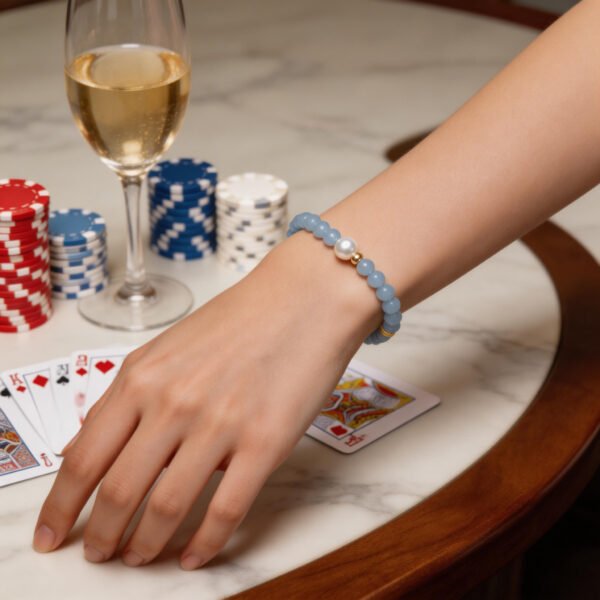 Image21 LuckyMoya Dainty Aquamarine Energy Bracelet with Freshwater Pearl