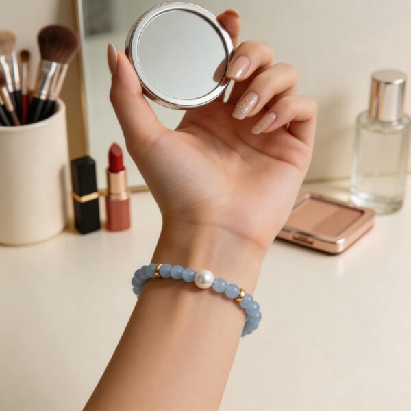 Image22 LuckyMoya Dainty Aquamarine Energy Bracelet with Freshwater Pearl