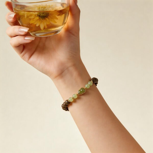 Image26 LuckyMoya Natural Sandalwood & Jade Energy Bracelet with Gourd Charm