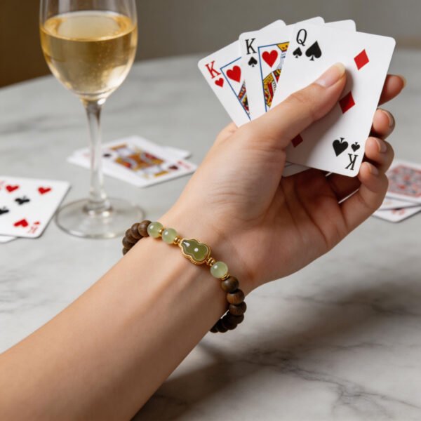 Image27 LuckyMoya Natural Sandalwood & Jade Energy Bracelet with Gourd Charm