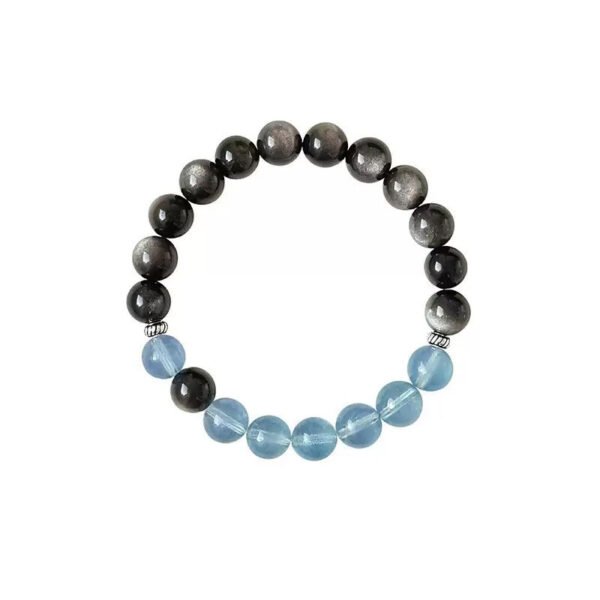 Image36 LuckyMoya Obsidian & Aquamarine Aura Bracelet | Grounding & Cleansing