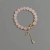 LuckyMoya Rose Quartz Healing Bracelet with Gourd Charm