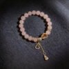 LuckyMoya Rose Quartz Healing Bracelet with Gourd Charm