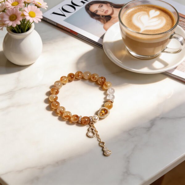 Image59 LuckyMoya Natural Citrine Abundance Bracelet with Gold Gourd Charms
