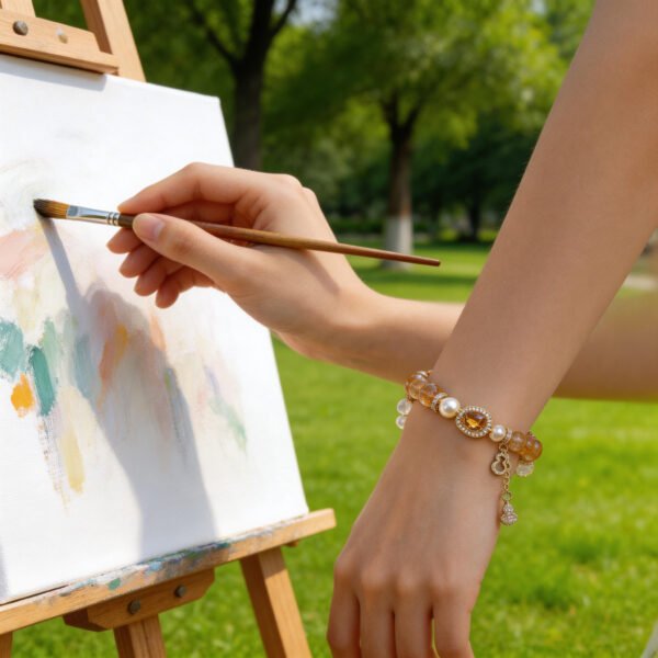 Image60 LuckyMoya Natural Citrine Abundance Bracelet with Gold Gourd Charms