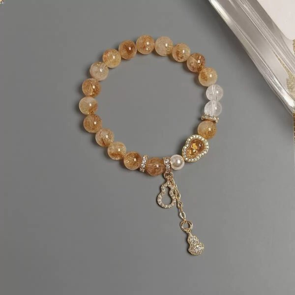 Image61 LuckyMoya Natural Citrine Abundance Bracelet with Gold Gourd Charms