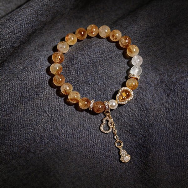 Image62 LuckyMoya Natural Citrine Abundance Bracelet with Gold Gourd Charms