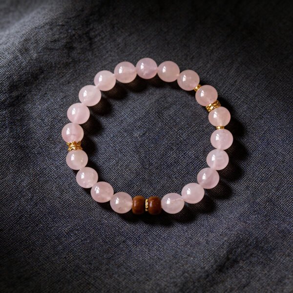 Image68 LuckyMoya Natural Rose Quartz Energy Bracelet with Sandalwood Accents