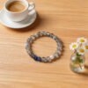 LuckyMoya Natural Gray Labradorite Beaded Bracelet with Blue Kyanite & Freshwater Pearl | Handmade Healing Crystal Jewelry